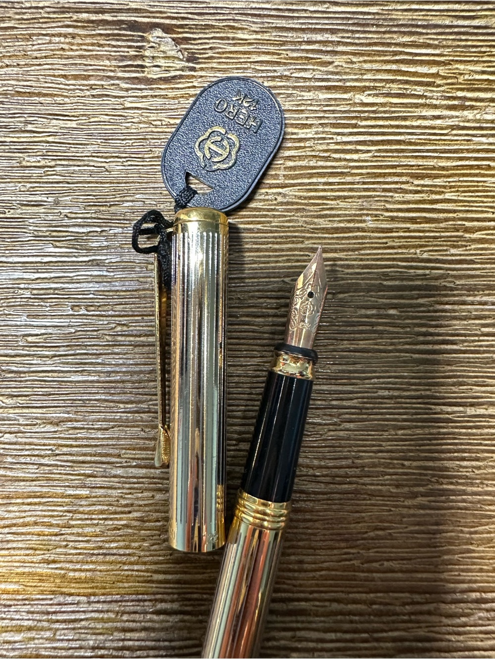 Gold Plated Fountain Pen with Black Trim